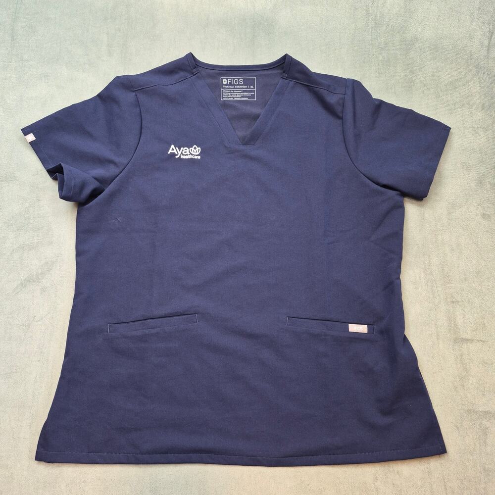 Figs Technical Collection Scrub Top Womens XL Navy Style Casma 3 Pocket